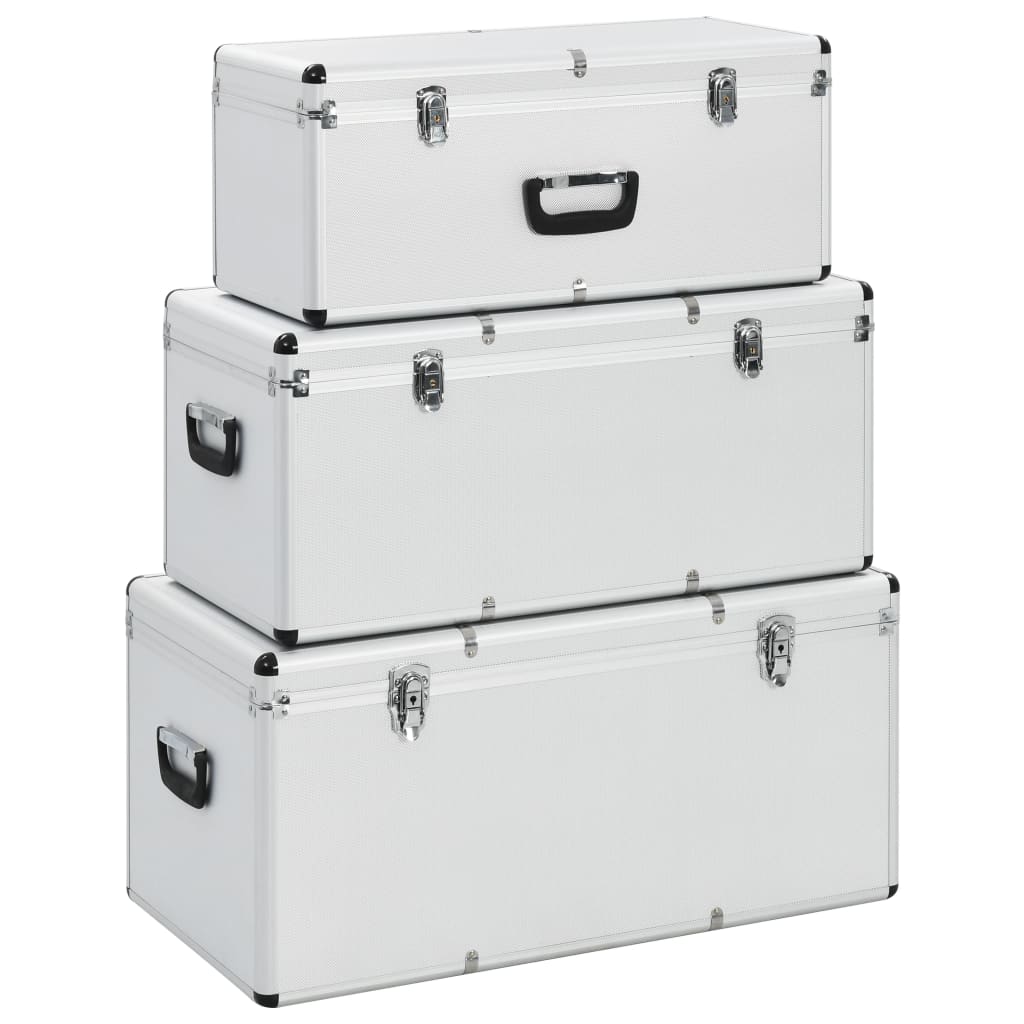 vidaXL 91852 Storage Cases 3 Pcs Silver Aluminium