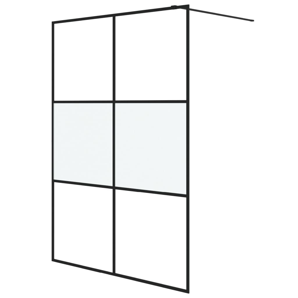 vidaXL 152109 Walk-in Shower Wall Black 140x195cm Half Frosted Esg Glass