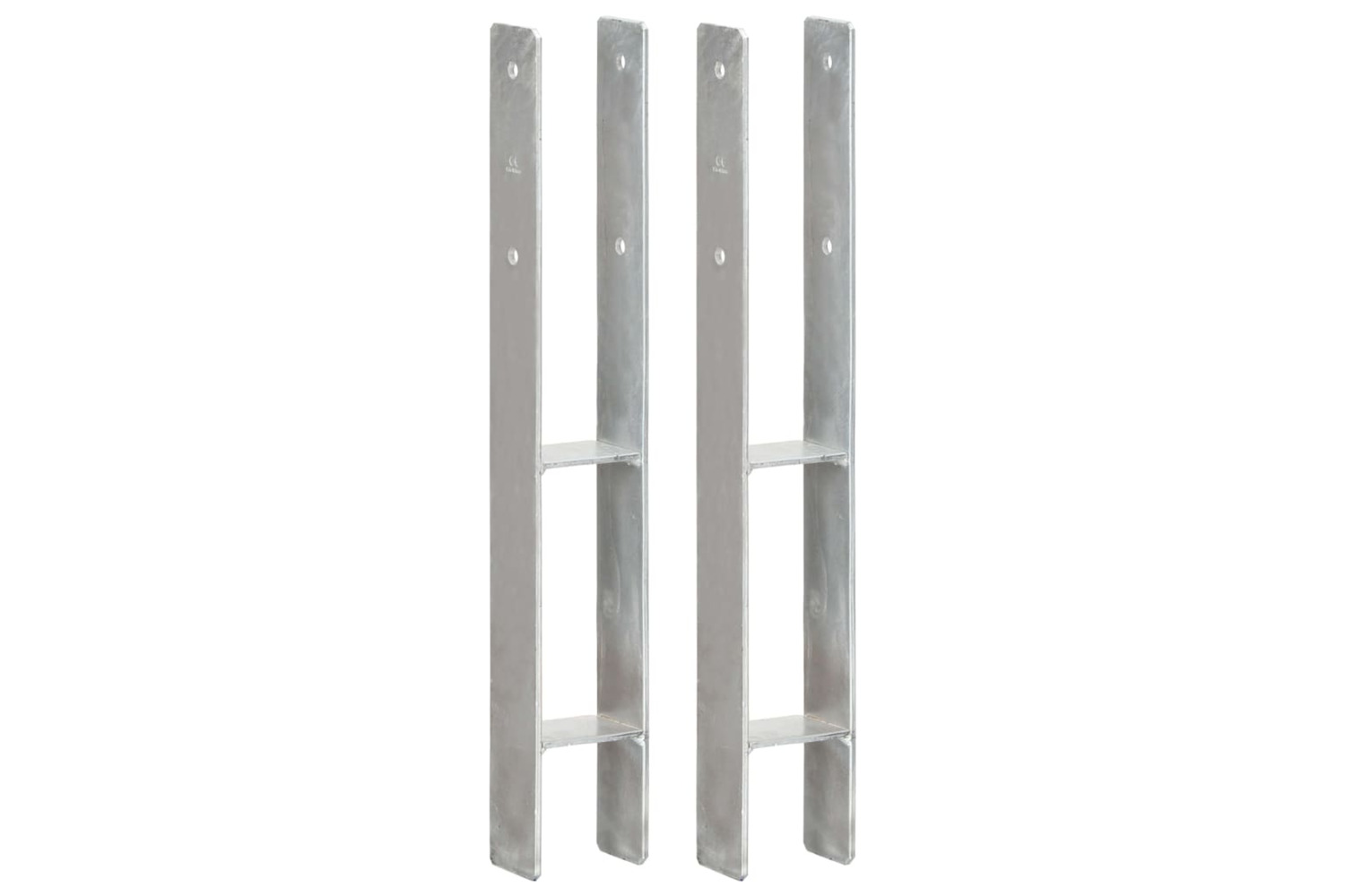 vidaXL 145296 Fence Anchors 2 Pcs Silver 8x6x60cm Galvanised Steel