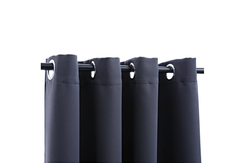 Vidaxl 134420 Blackout Curtains With Metal Rings 2 Pcs Anthracite 140x245 Cm
