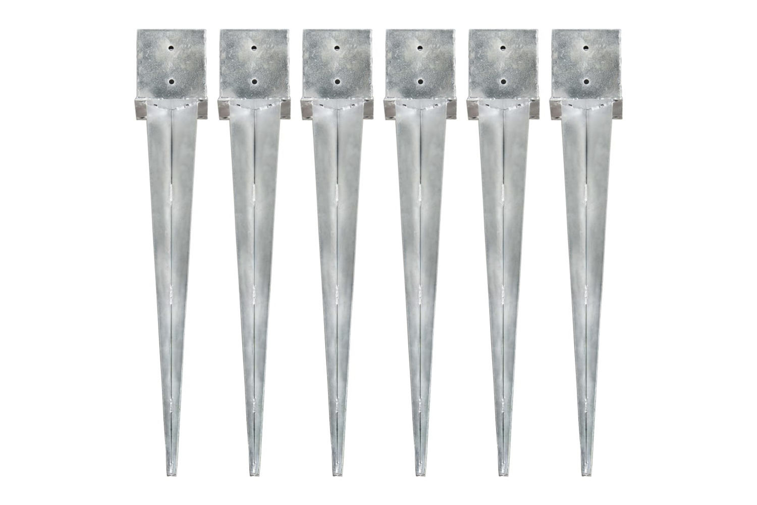 vidaXL 145428 Ground Spikes 6 Pcs Silver 14x14x91cm Galvanised Steel