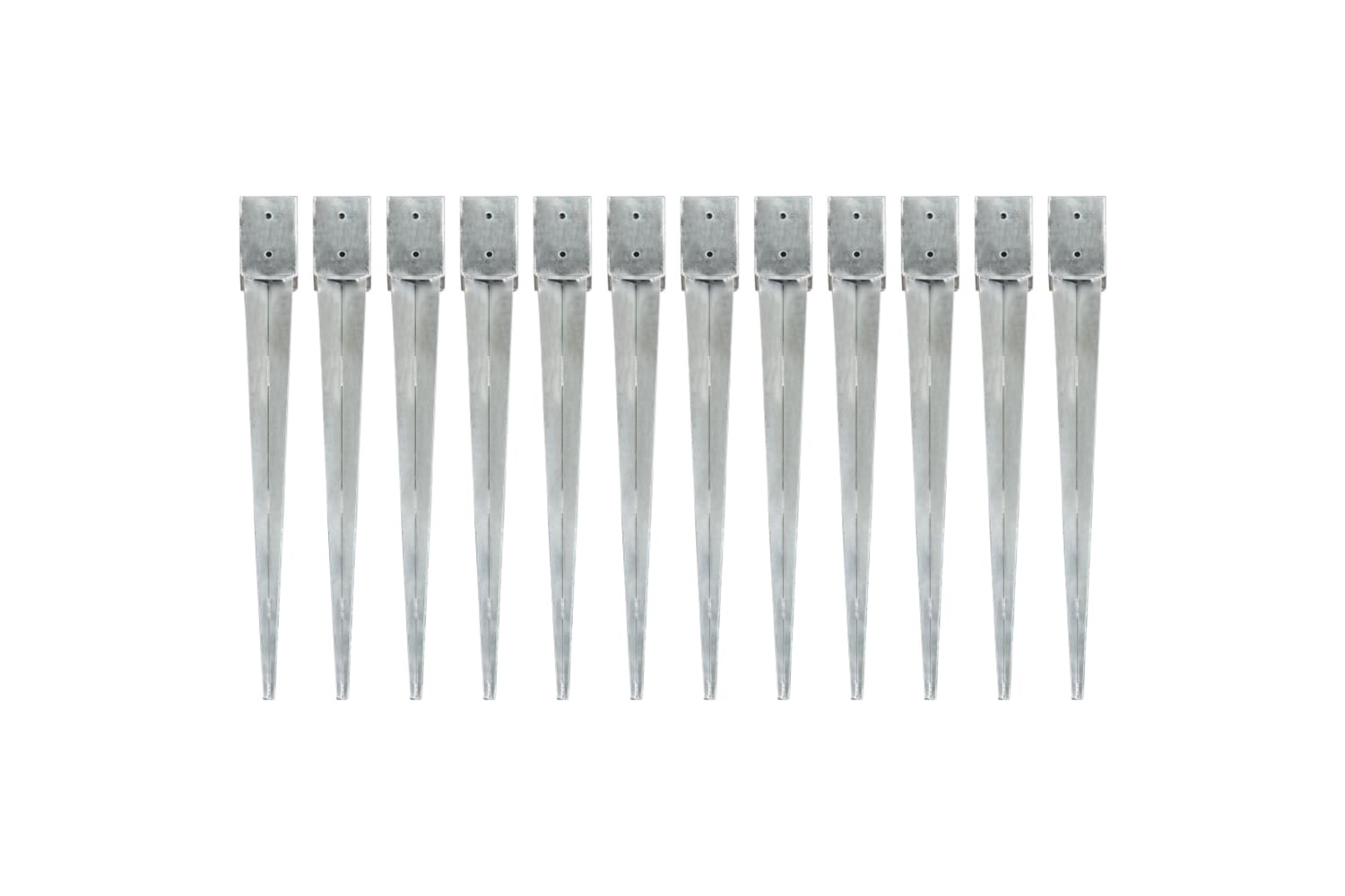 vidaXL 145424 Ground Spikes 12 Pcs Silver 10x10x91cm Galvanised Steel