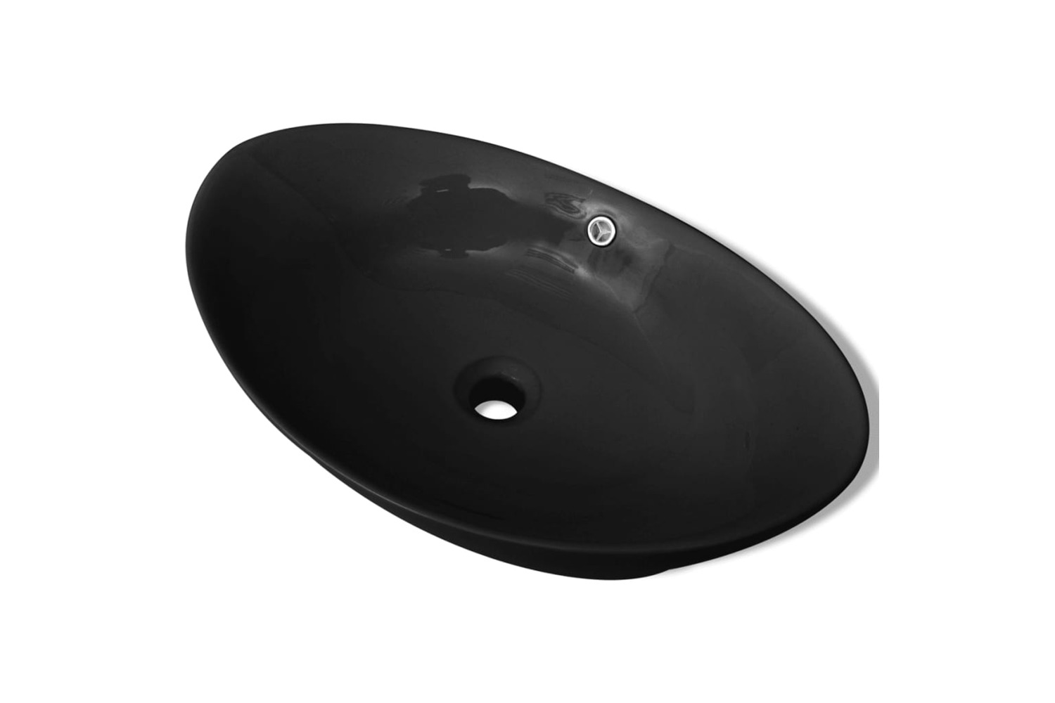 vidaXL 140680 Black Luxury Ceramic Basin Oval With Overflow 59 X 38,5cm
