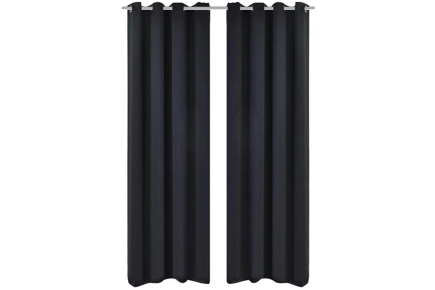 Vidaxl 130369 2 Pcs Black Blackout Curtains With Metal Rings 135 X 245 Cm