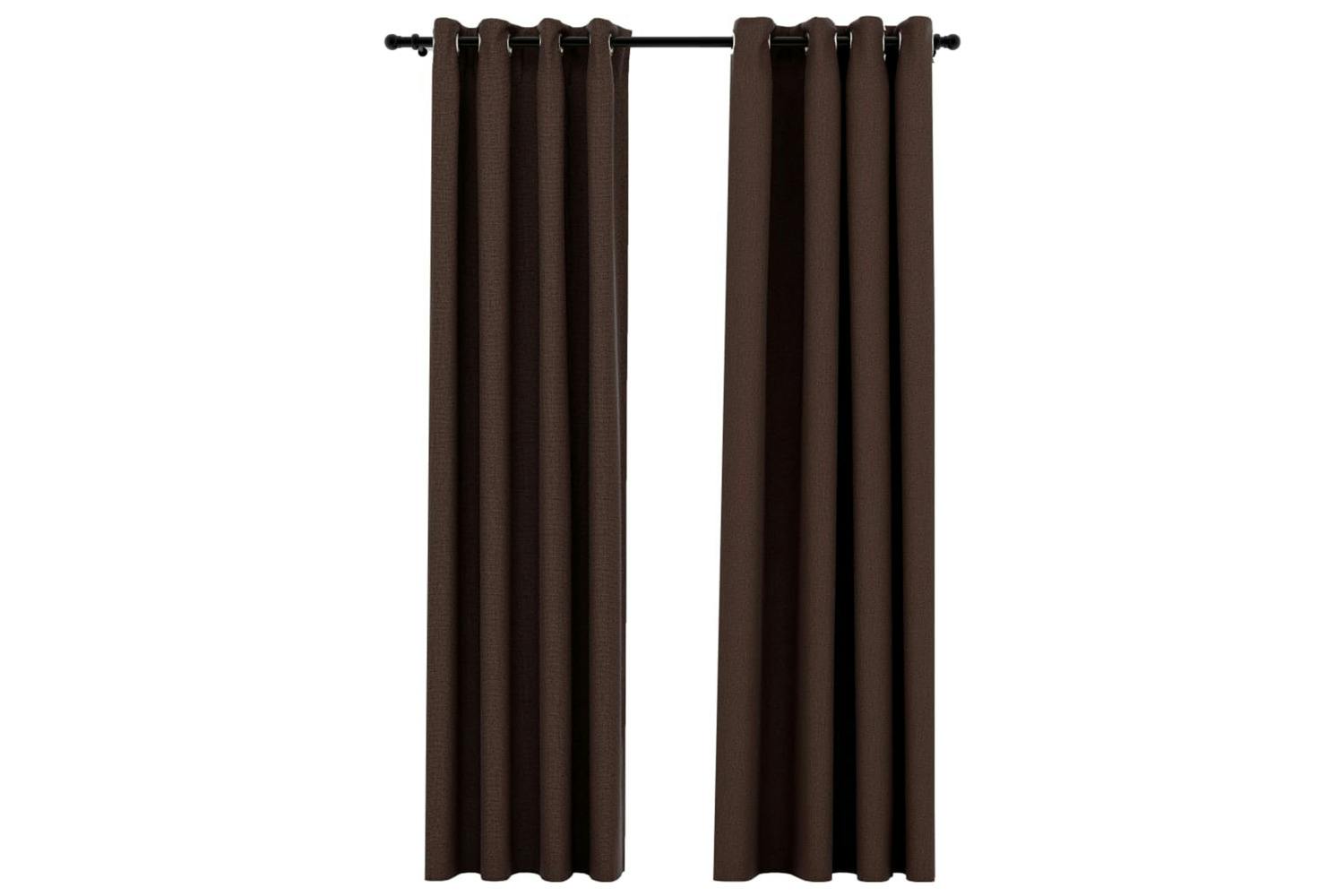 Vidaxl 321202 Linen-look Blackout Curtains With Grommets 2pcs Taupe 140x245cm
