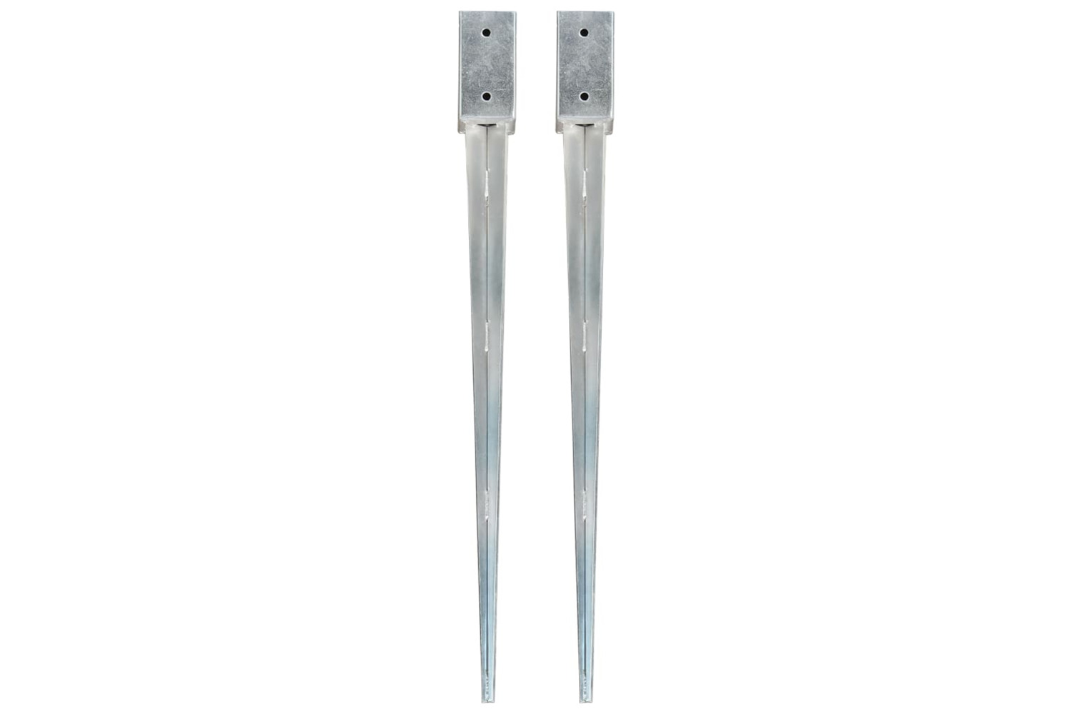 vidaXL 145404 Ground Spikes 2 Pcs Silver 7x7x90cm Galvanised Steel
