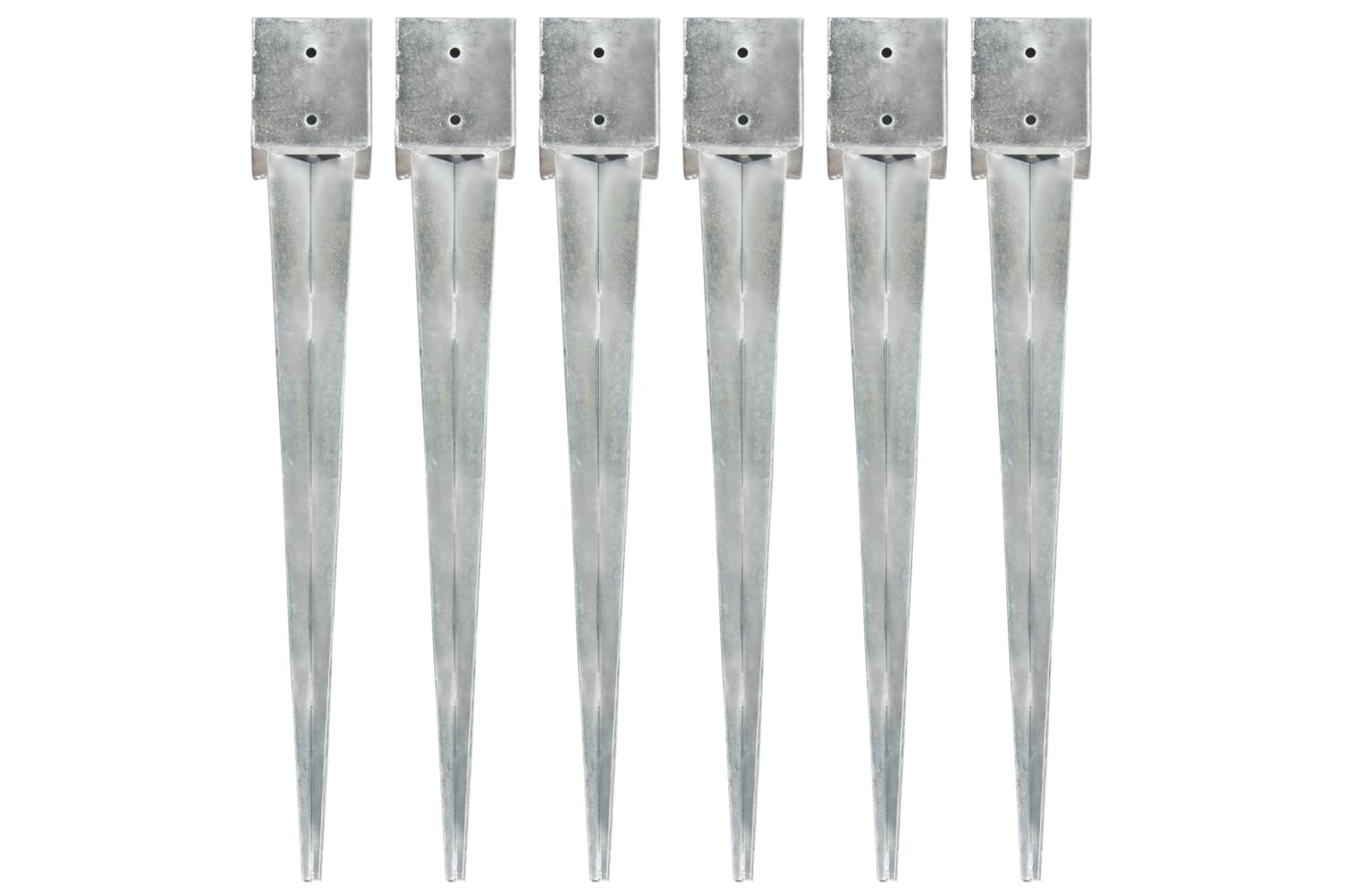vidaXL 145426 Ground Spikes 6 Pcs Silver 12x12x89cm Galvanised Steel