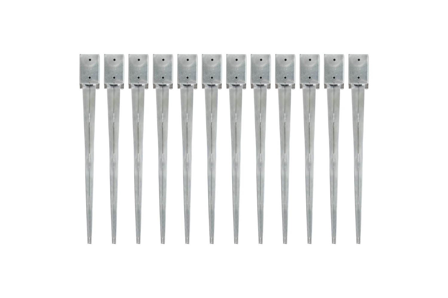 vidaXL 145418 Ground Spikes 12 Pcs Silver 9x9x90cm Galvanised Steel