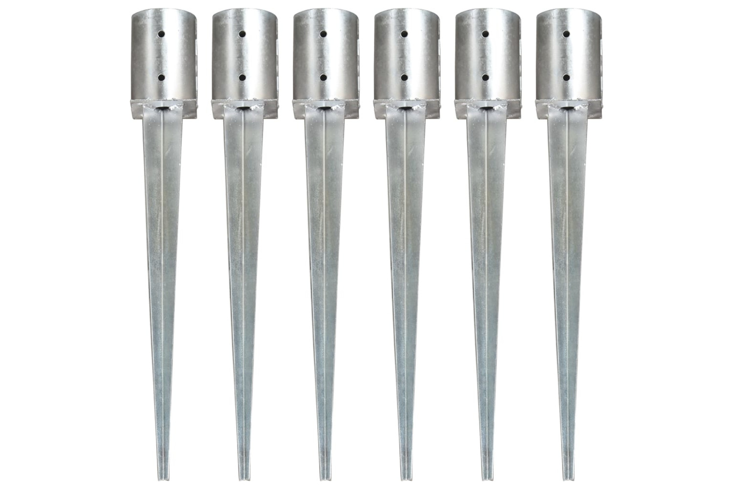 vidaXL 145432 Ground Spikes 6 Pcs Silver 10x76cm Galvanised Steel