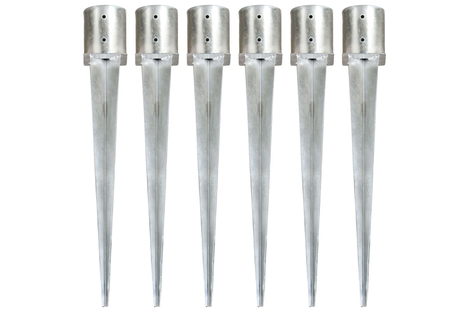 vidaXL 145434 Ground Spikes 6 Pcs Silver 12x91cm Galvanised Steel