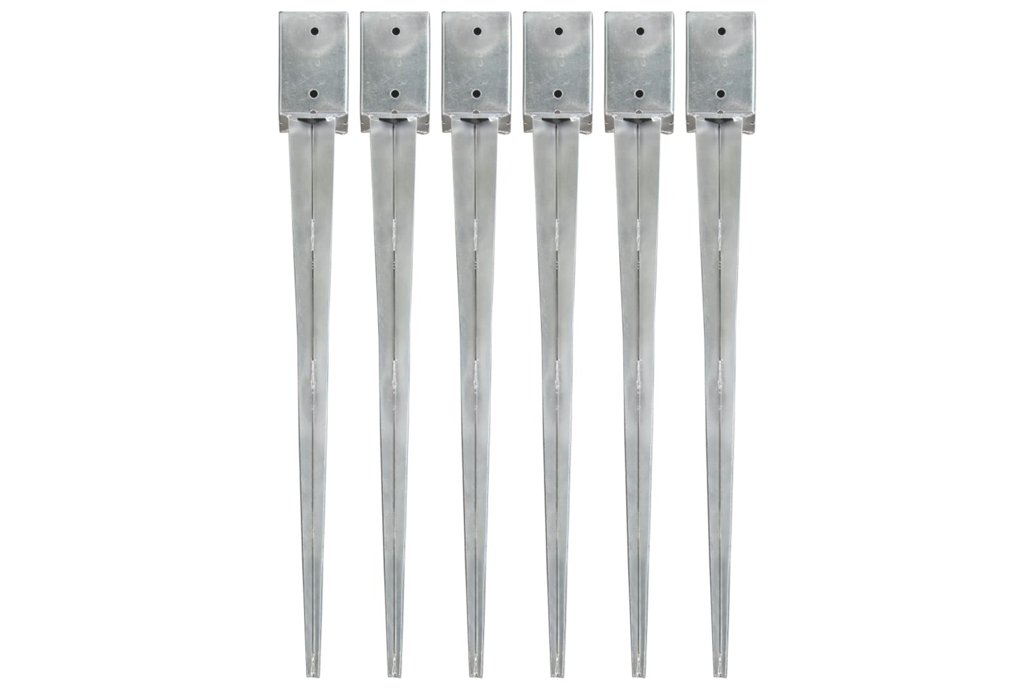 vidaXL 145417 Ground Spikes 6 Pcs Silver 9x9x90cm Galvanised Steel