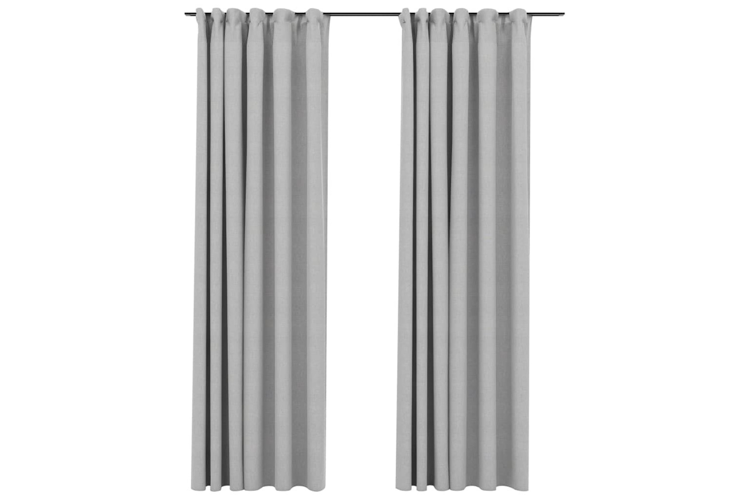Vidaxl Linen-look Blackout Curtains With Hooks 2 Pcs Grey 140x245 Cm