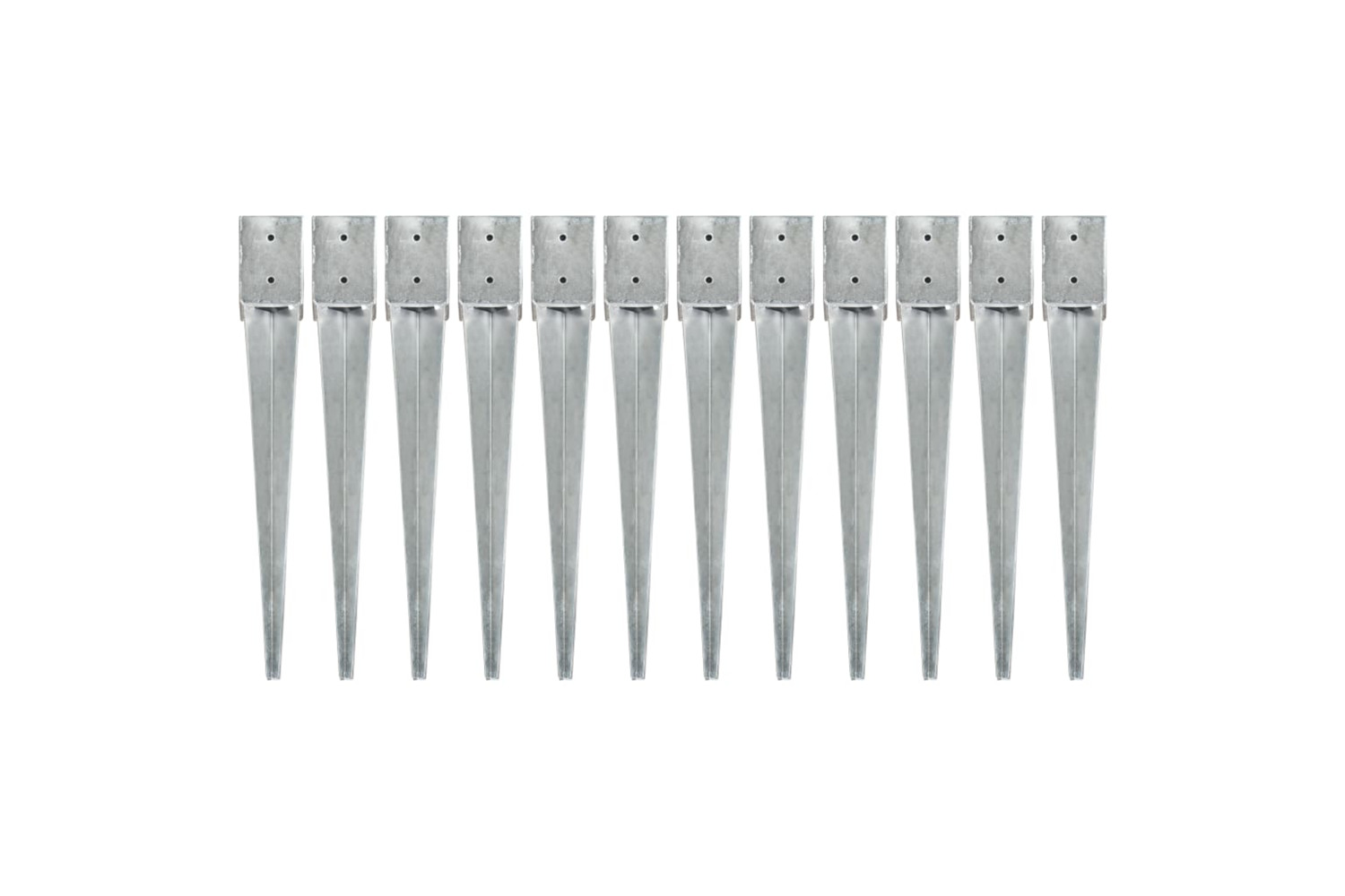 vidaXL 145421 Ground Spikes 12 Pcs Silver 10x10x76cm Galvanised Steel