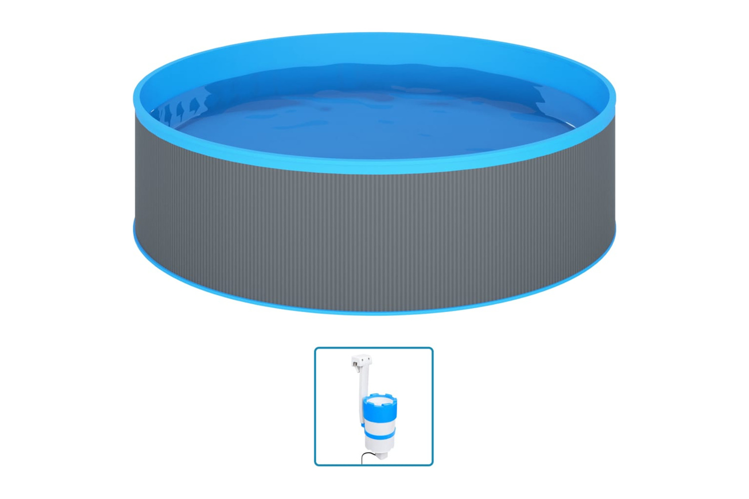 vidaXL 3070801 Splasher Pool With Hanging Skimmer And Pump 350x90cm Grey