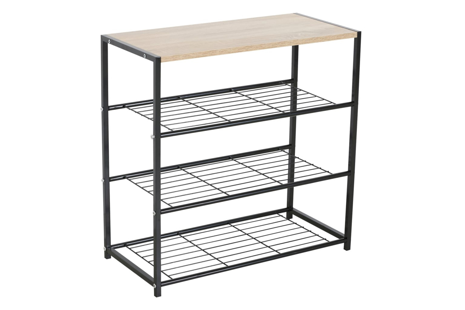 Rousseau 442831 Shoe Rack Toby With 3 Shelves Metal Grey