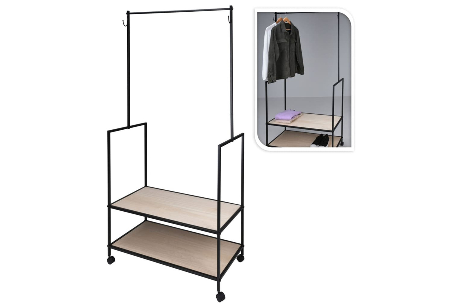 H&s Collection 439769 Coat Rack With 2 Hooks Metal