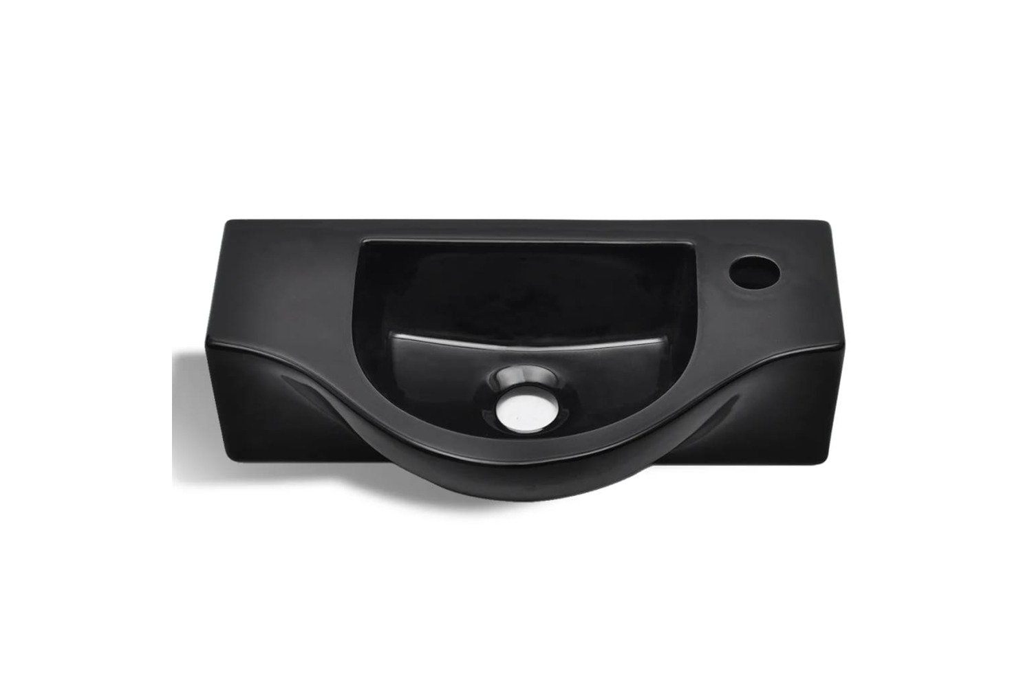 vidaXL 141931 Ceramic Bathroom Sink Basin With Faucet Hole Black