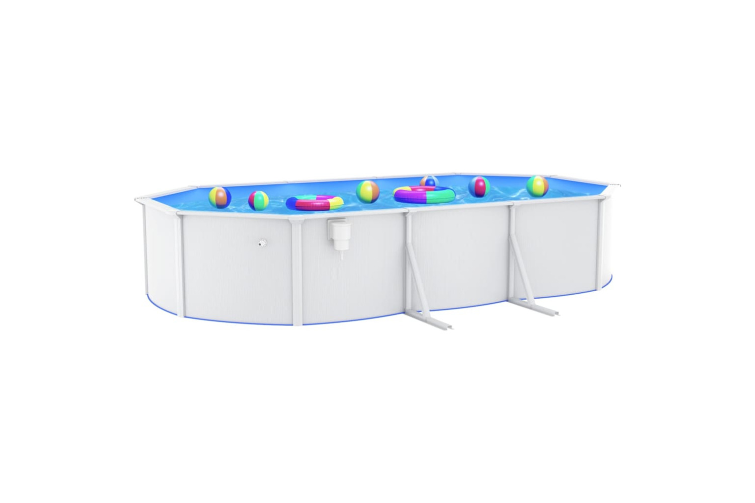 Vidaxl Swimming Pool With Steel Wall Oval 610x360x120 Cm White