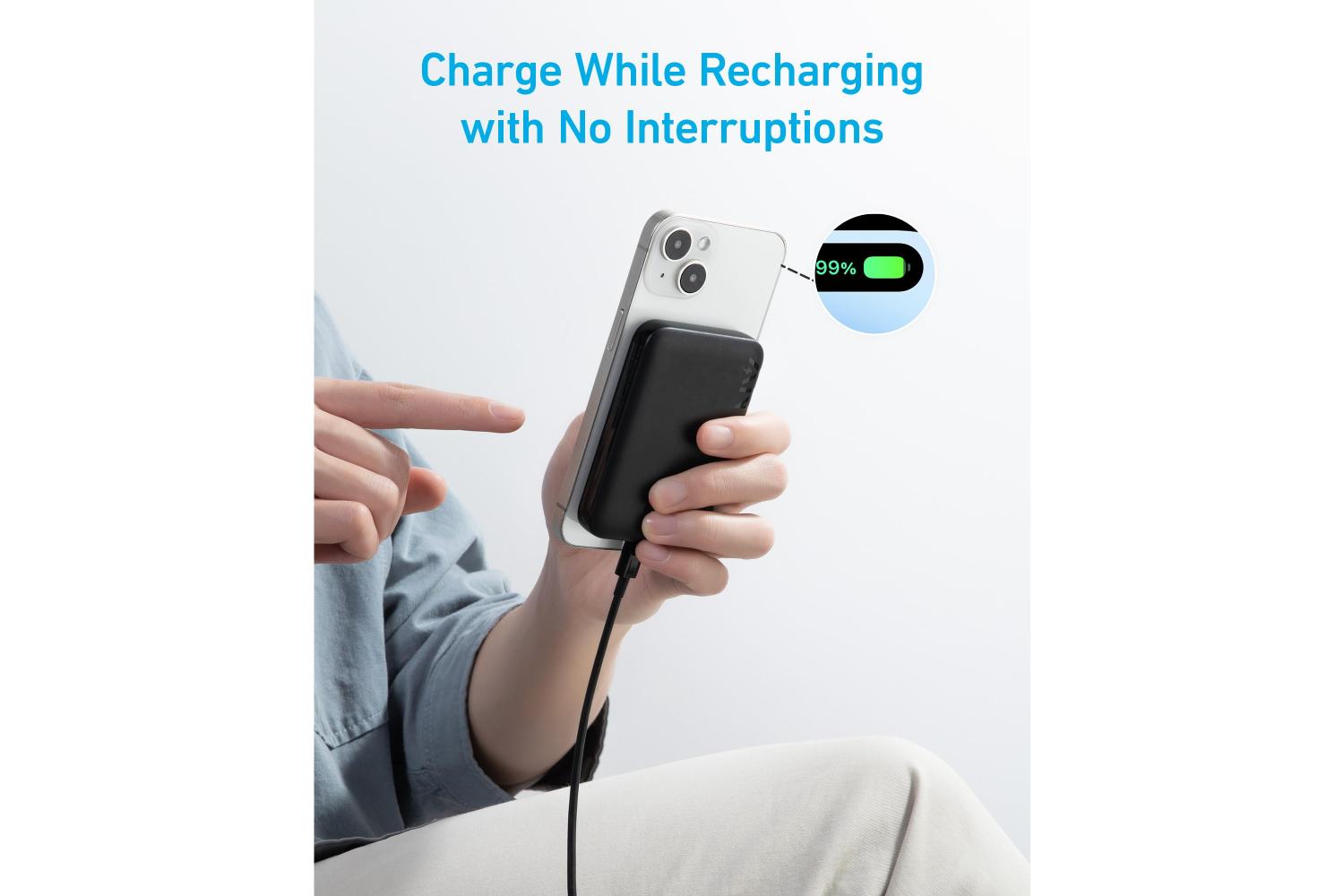 Anker 321 5000 mAh MagGo Magnetic MagSafe Compatible Wireless Power Bank | Black