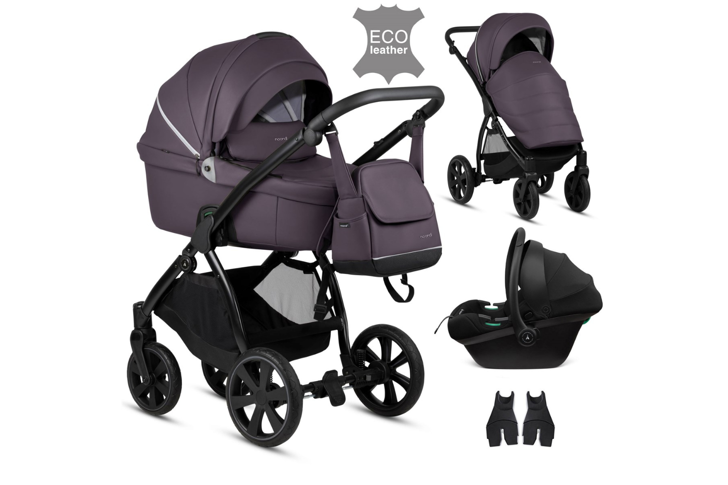 Noordi Fjordi Leather 3-in-1 Terra Travel System | Plum