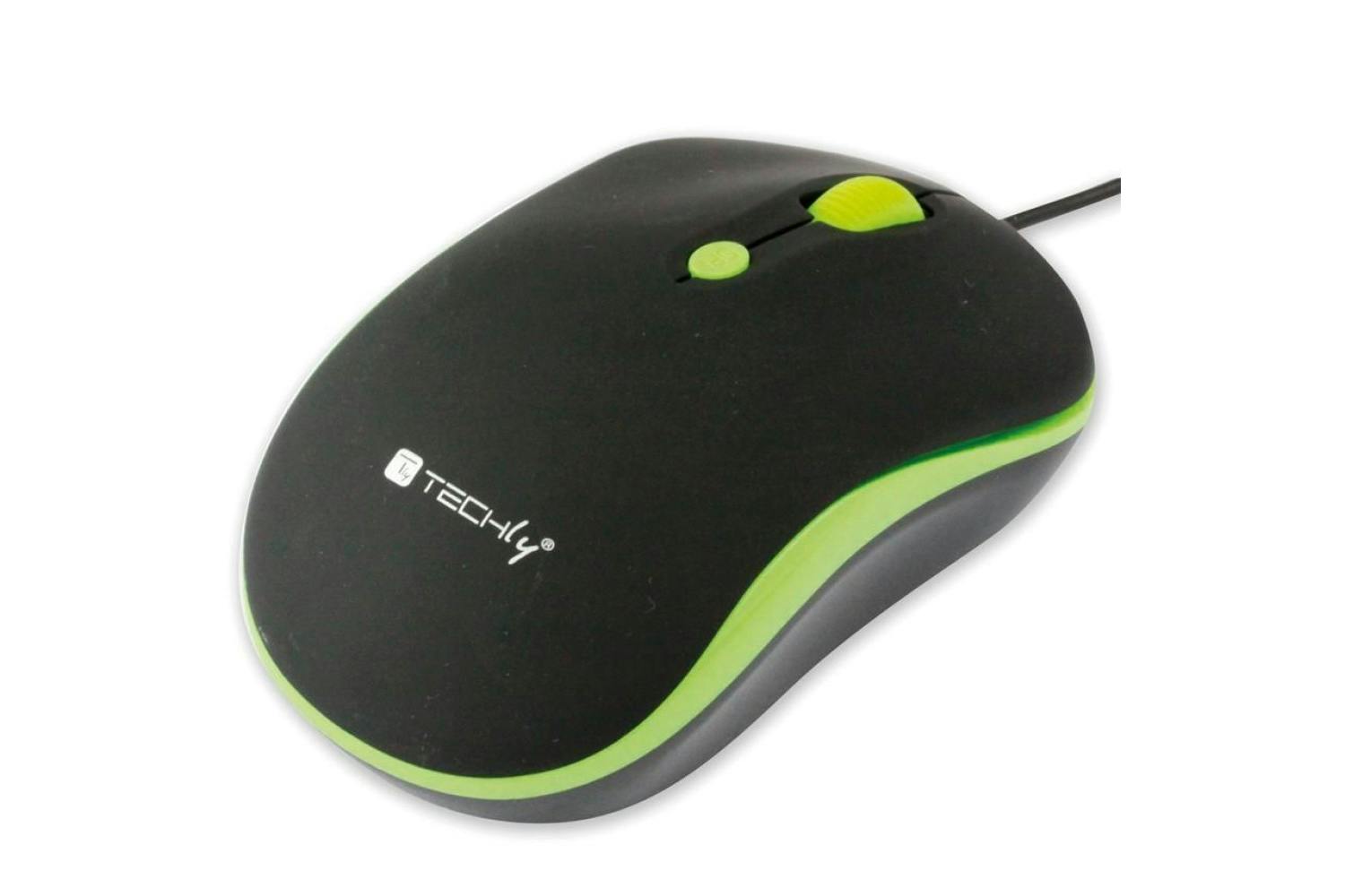 Techly Wired Optical USB Mouse | Black/Green