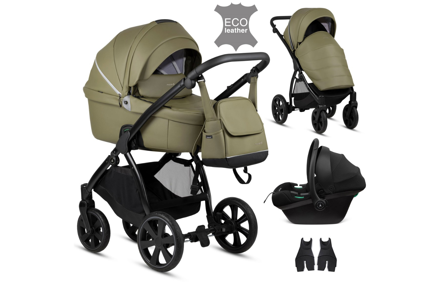 Noordi Fjordi Leather 3-in-1 Terra Travel System | Olive