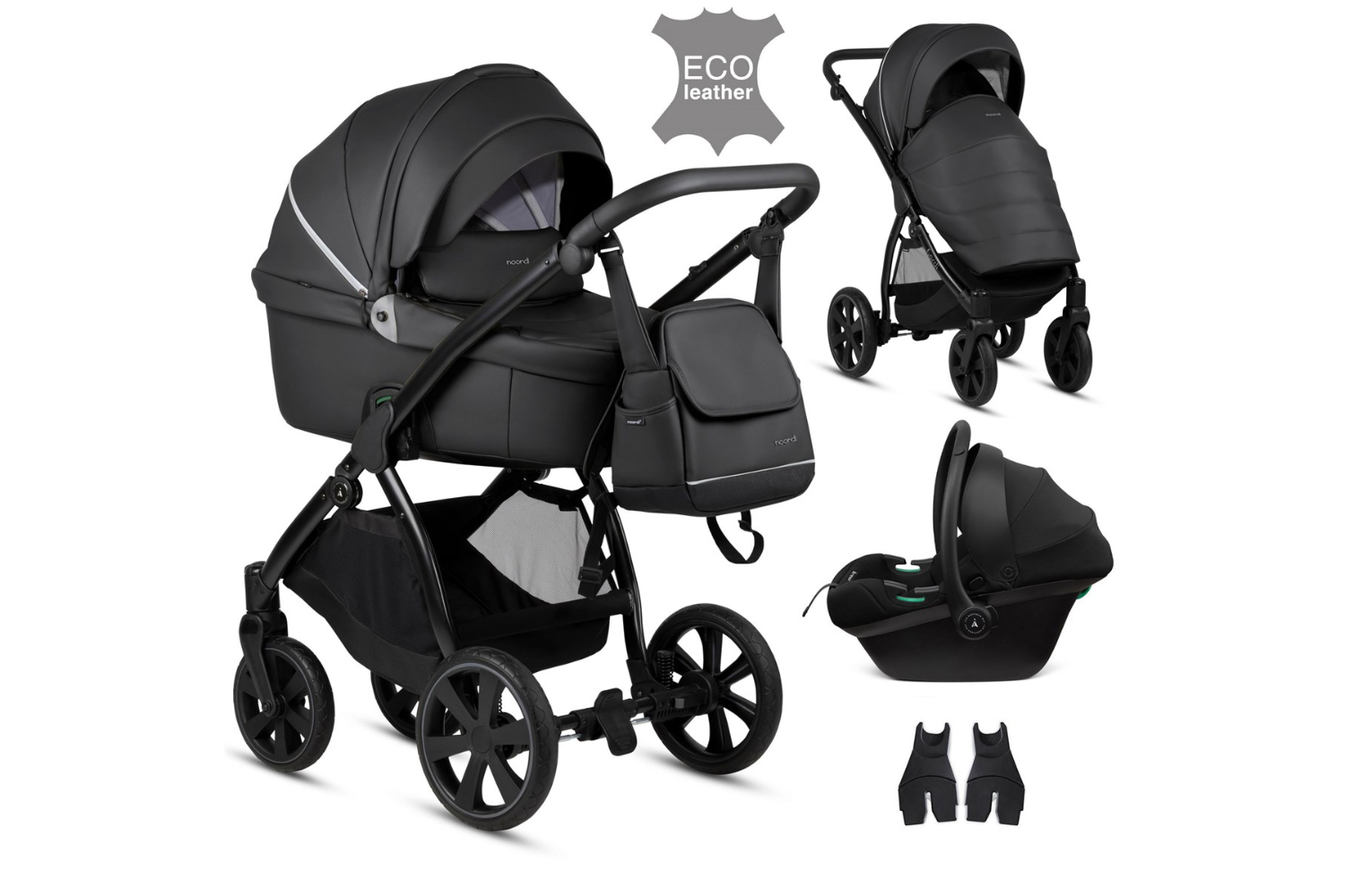 Noordi Fjordi Leather 3-in-1 Terra Travel System | Onyx