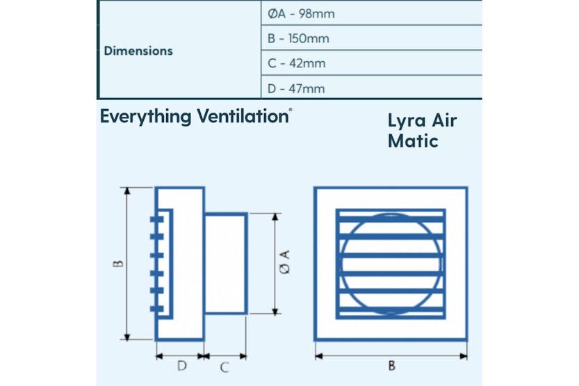 Velair Lrya Air Matic Extractor Fan 100mm with Timer | White