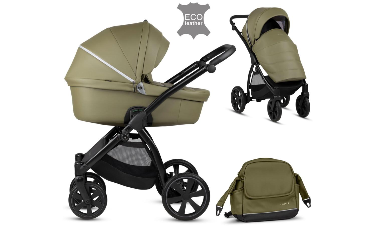 Noordi Fjordi Leather 2-in-1 Pram | Olive