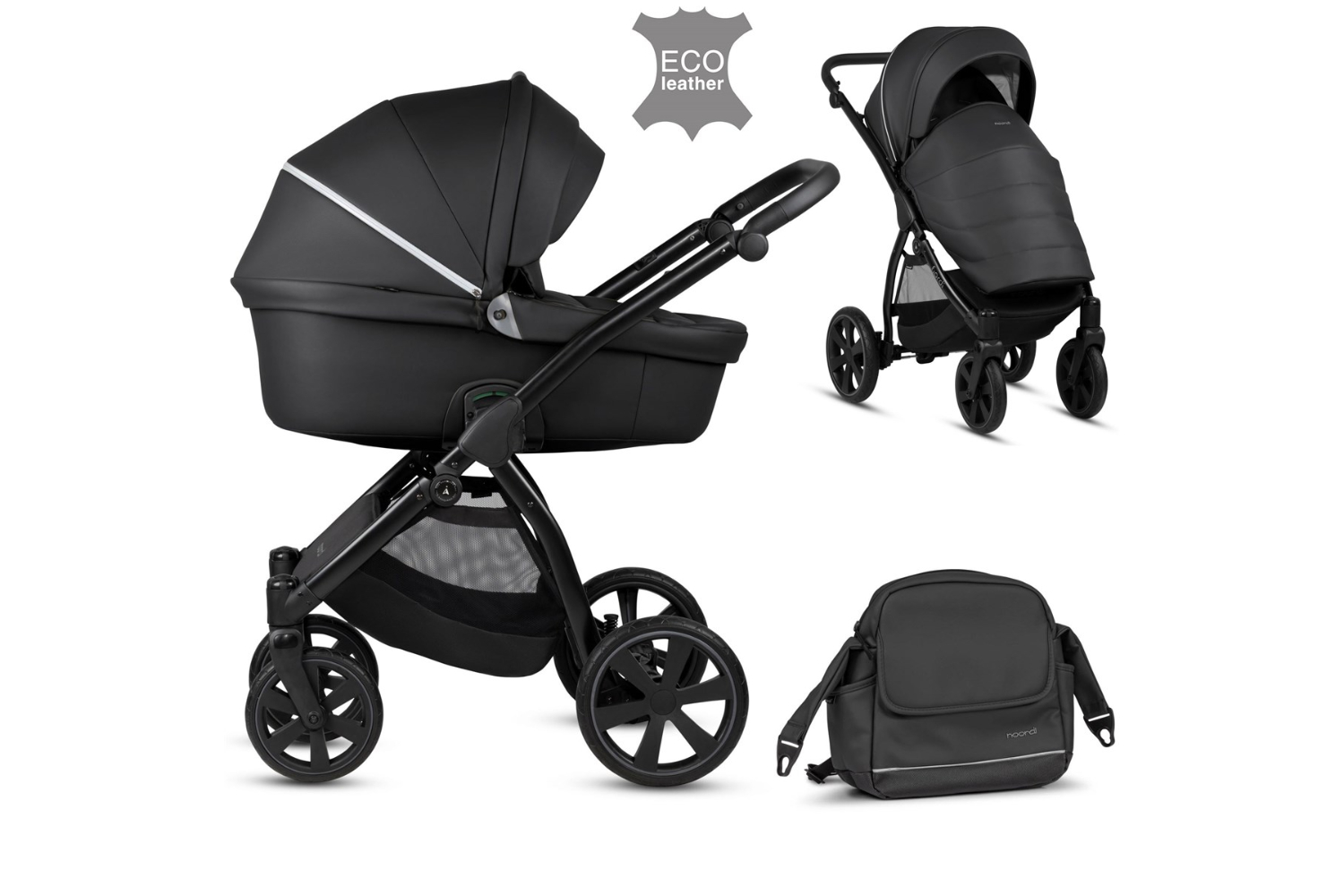 Noordi Fjordi Leather 2-in-1 Pram | Onyx