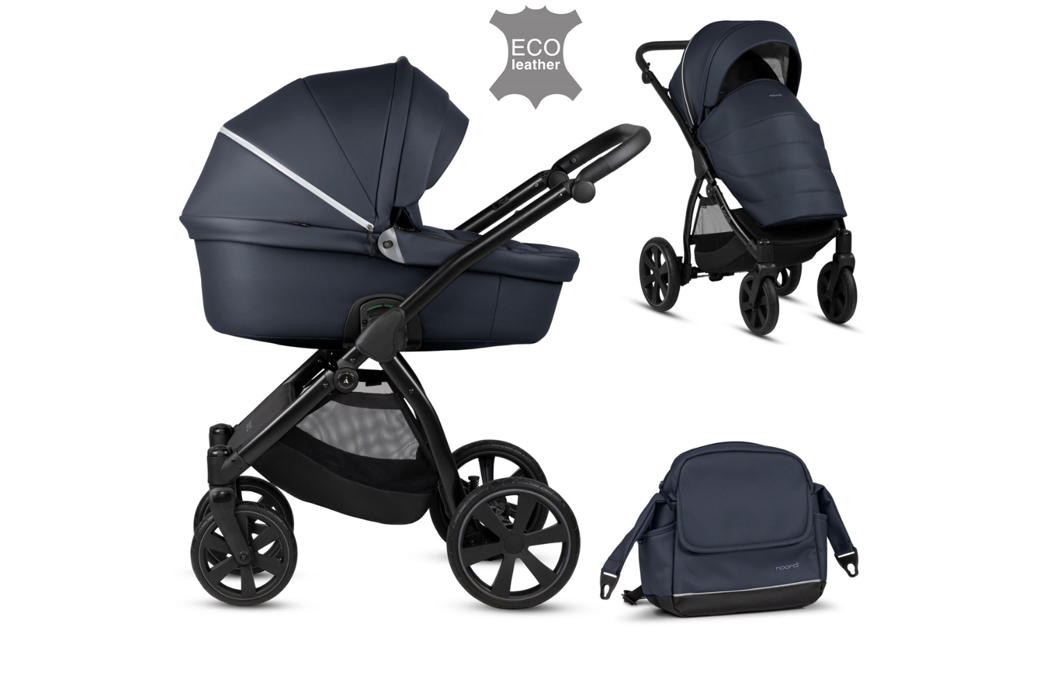 Noordi Fjordi Leather 2-in-1 Pram | Twilight
