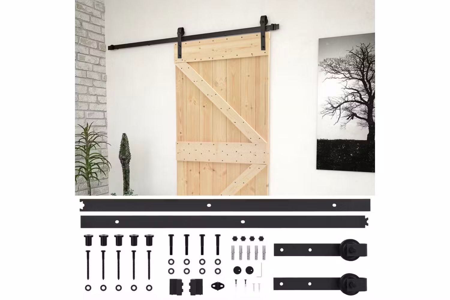 vidaXL 3057499 Sliding Door With Hardware Set 90x210cm Solid Pine Wood