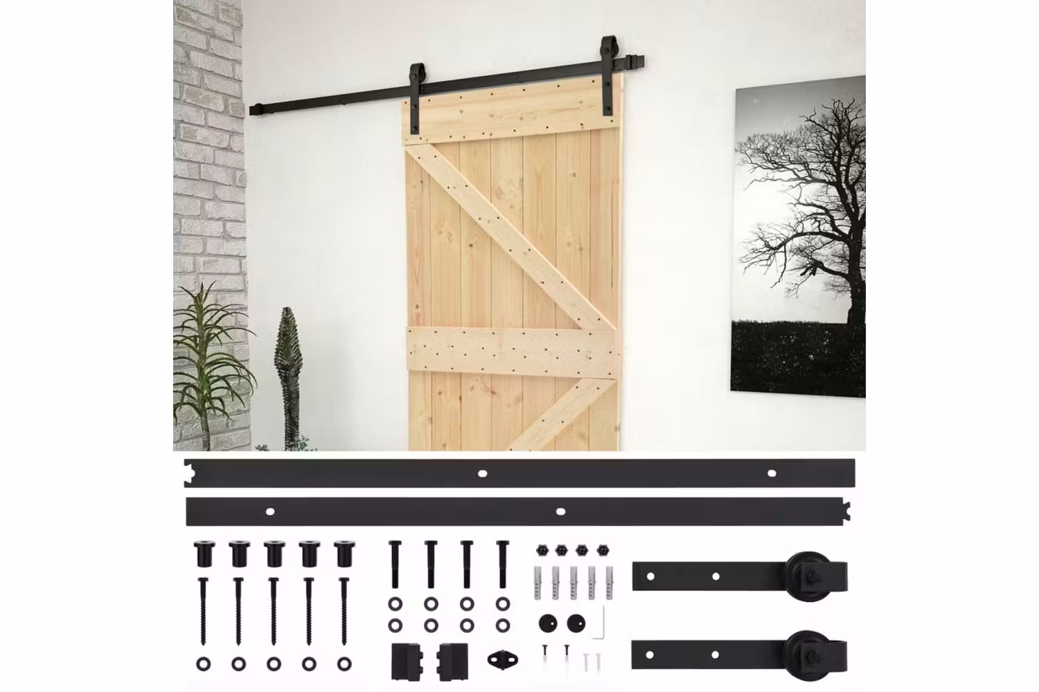 vidaXL 3057491 Sliding Door With Hardware Set 80x210cm Solid Pine Wood