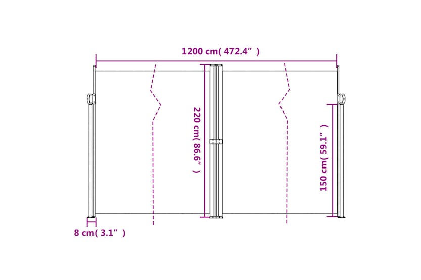 Vidaxl 318089 Retractable Side Awning Red 220x1200 Cm