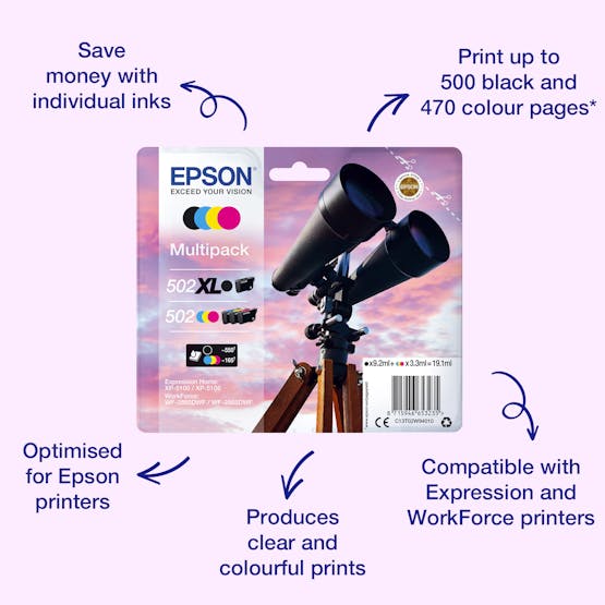 Epson 502 Binoculars Ink Cartridge | Multipack | 4 Colours