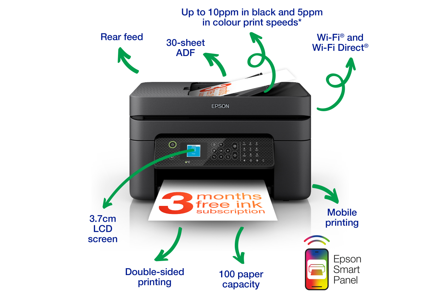 Epson WorkForce WF-2930DWF All-in-One Multifunction Printer | Black