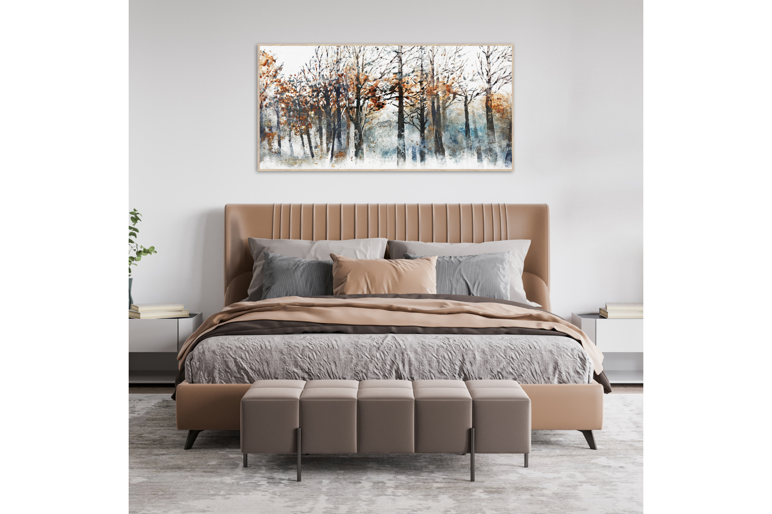 Ksenia Sizaya | Autumn Framed Canvas Painting | Multicolour | 76 x 152 cm