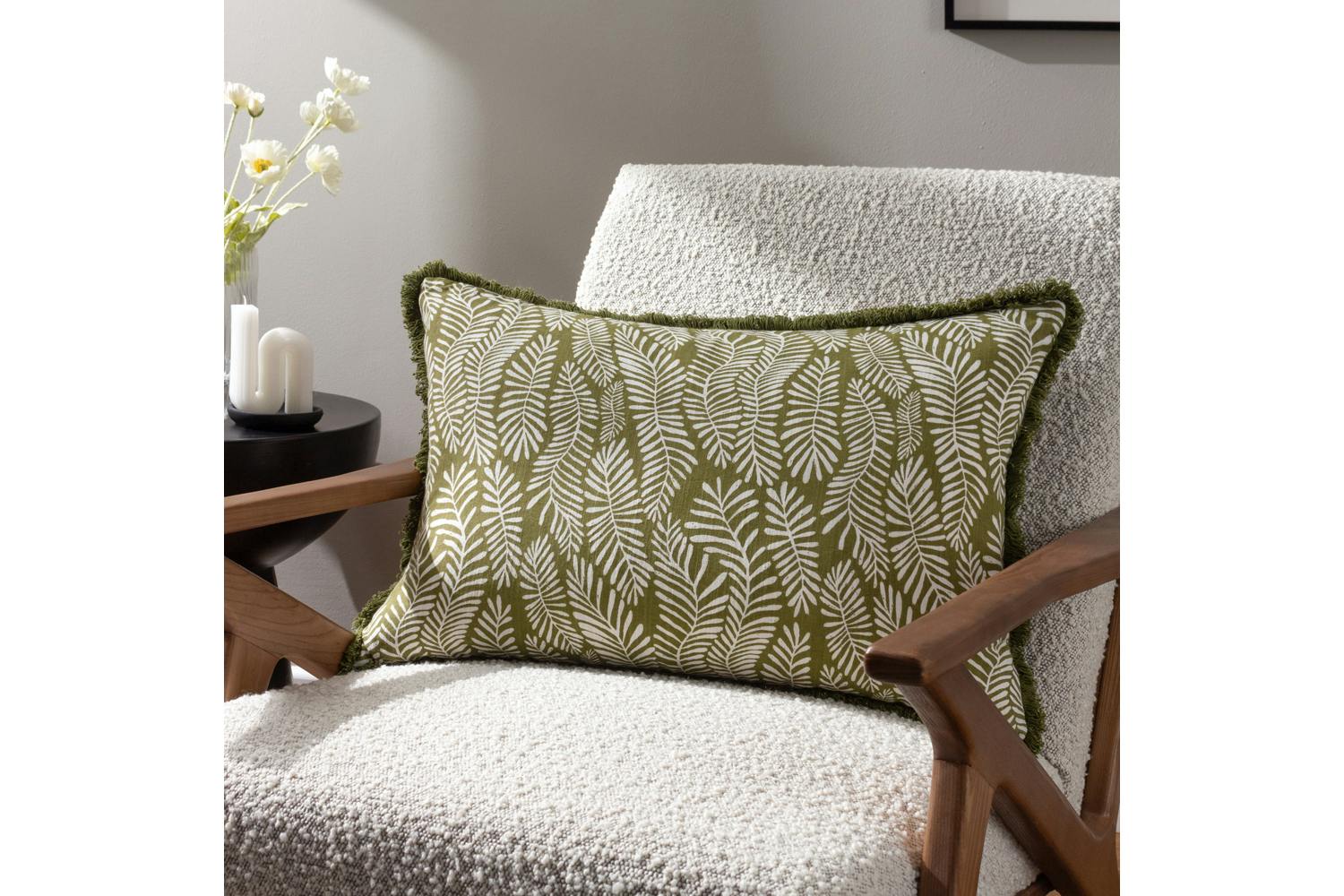 Frond Polyester Cushion | Olive | 40 x 60 cm