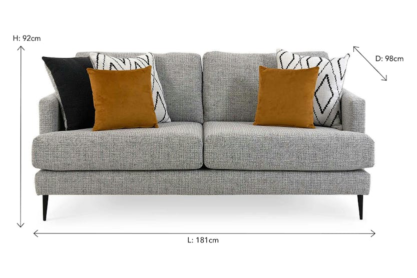 Oliver 3 Seater Sofa | Silver
