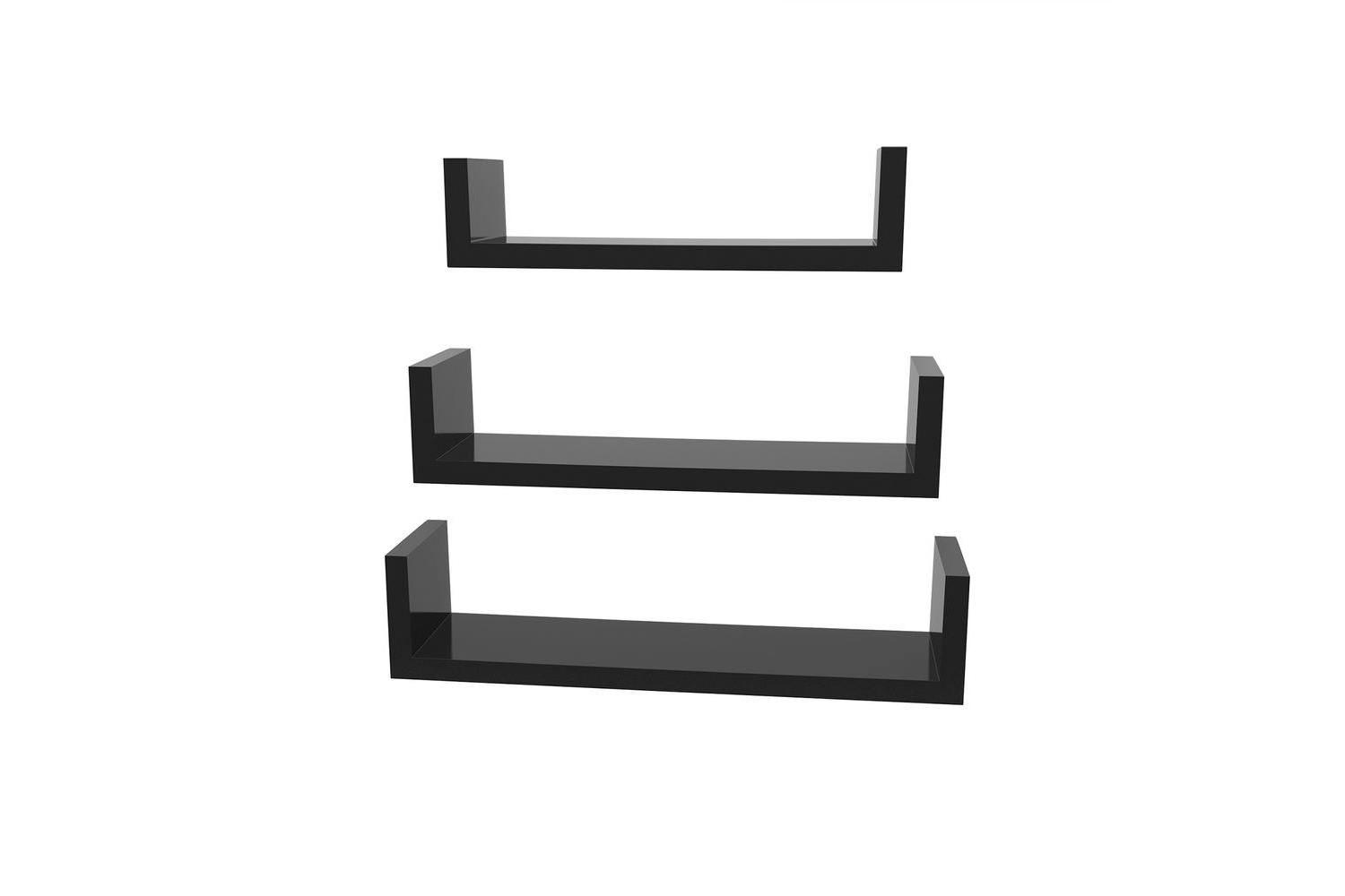 Songmics 3 U-shaped Wall Shelves | Black