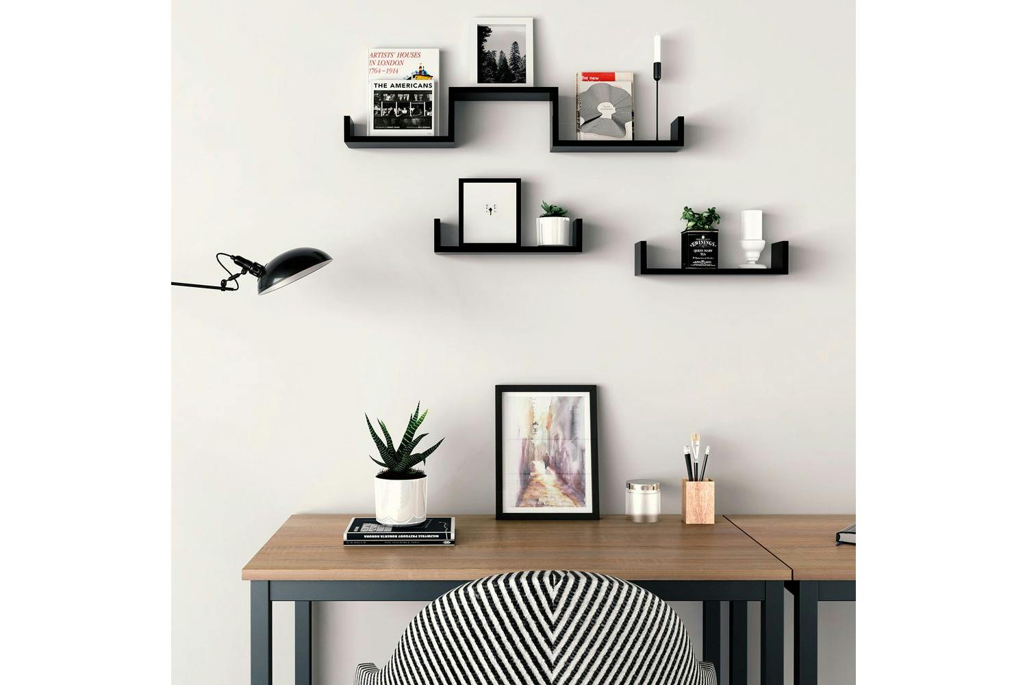 Songmics 3 U-shaped Wall Shelves | Black