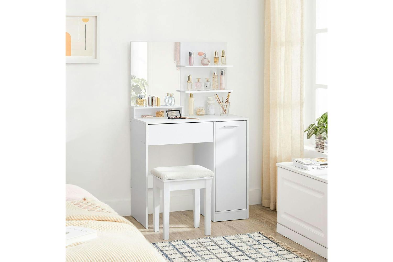 Songmics Vasagle Dressing Table With Shelves and Drawer | White