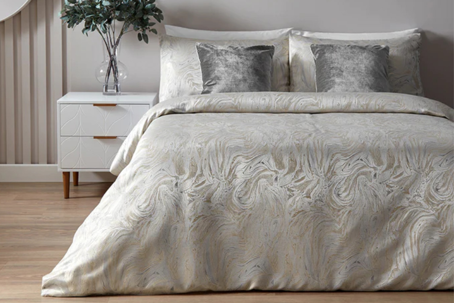 Marble Duvet Cover Set | Oyster | Double