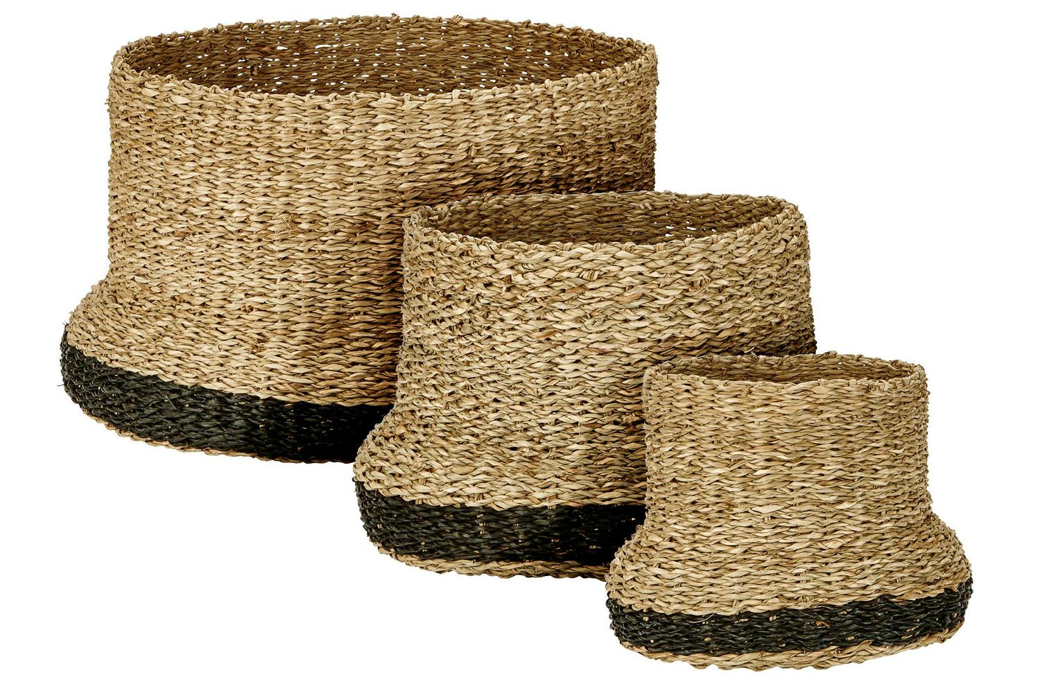 Seagrass Baskets Trio In Natural And Black