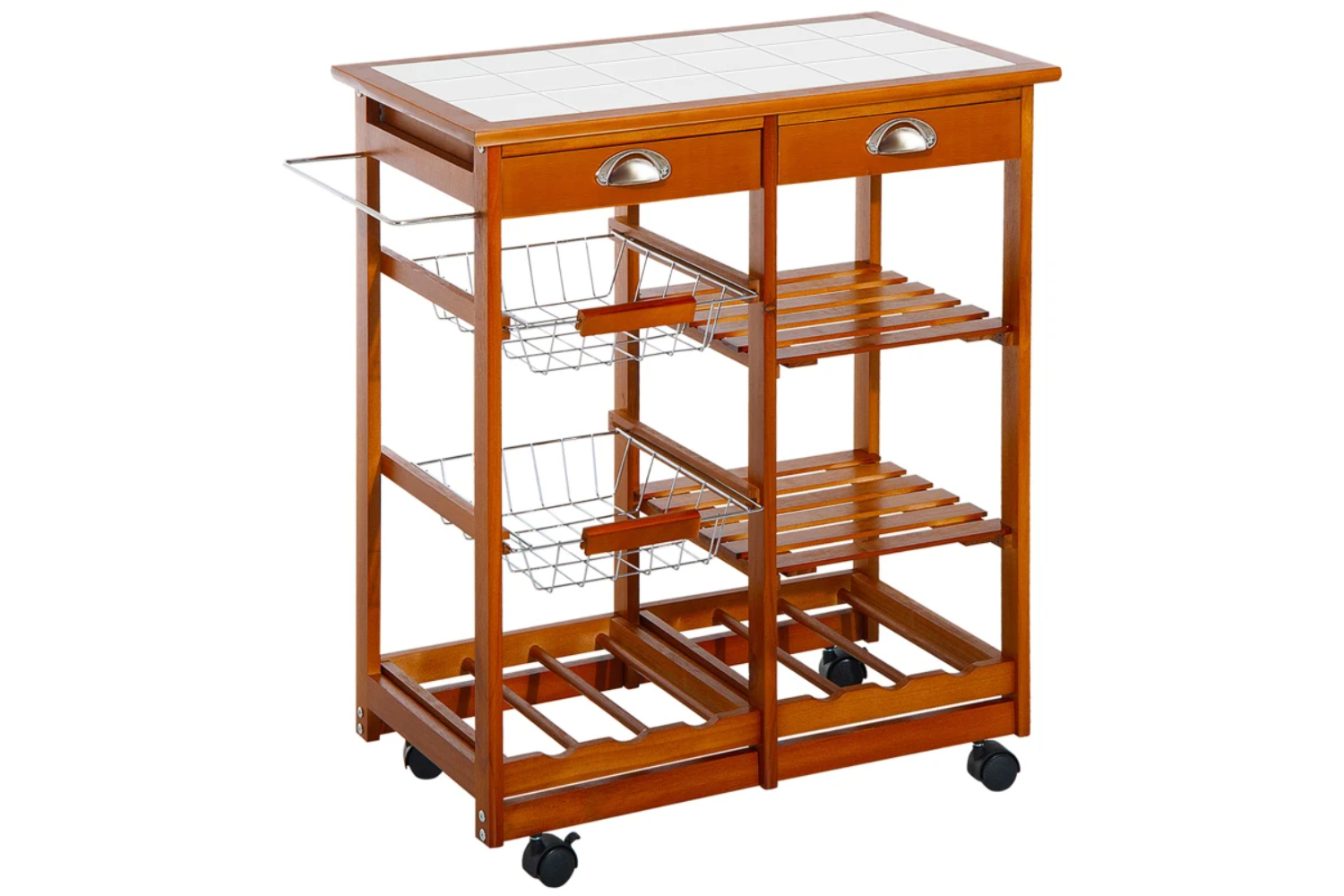 Homcom Wooden Kitchen Trolley Rolling Cart | Honey