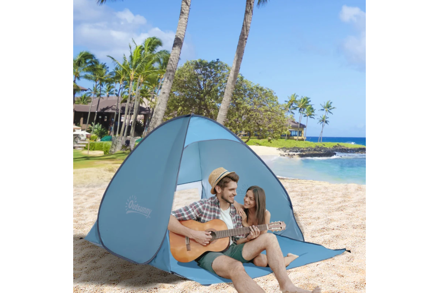 Outsunny 2 Person Pop Up UV Shelter | Shade Blue