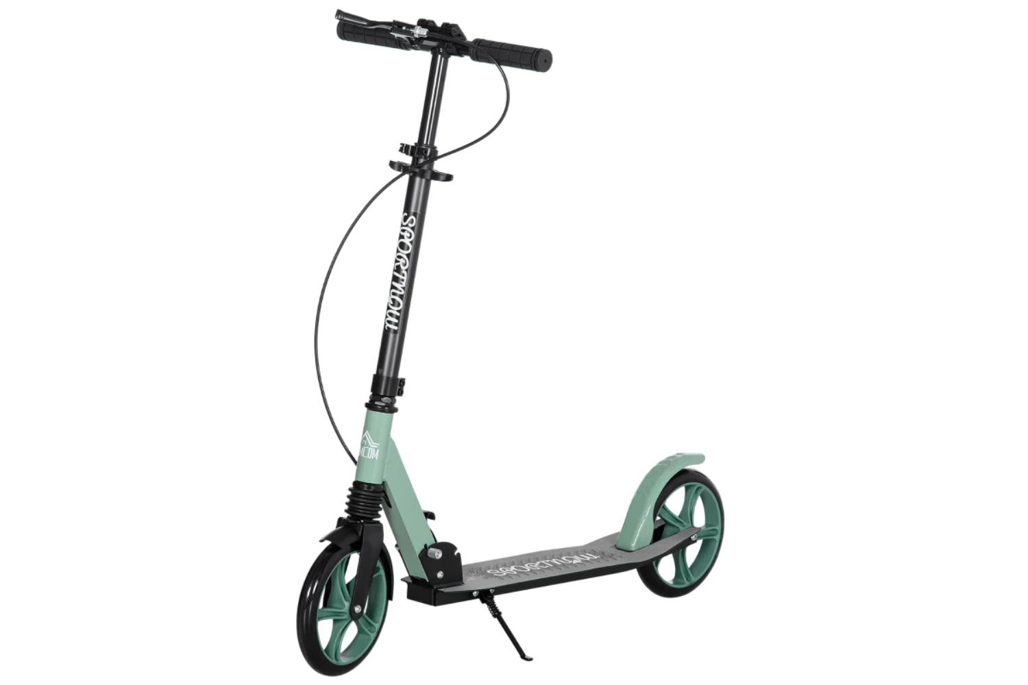 Homcom Adult Kick Scooter with Adjustable Handlebar | Green/Black