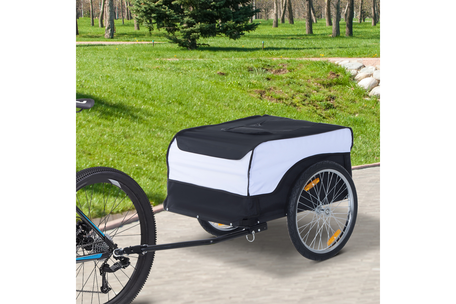 Homcom Folding Bicycle Cargo Trailer with Cover | Black/White