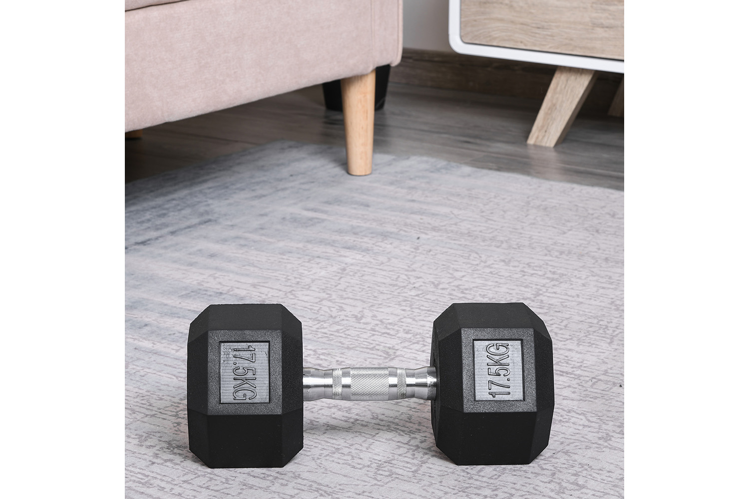 Homcom 17.5 Kg Portable Rubber Hand Weights Dumbbell | Black