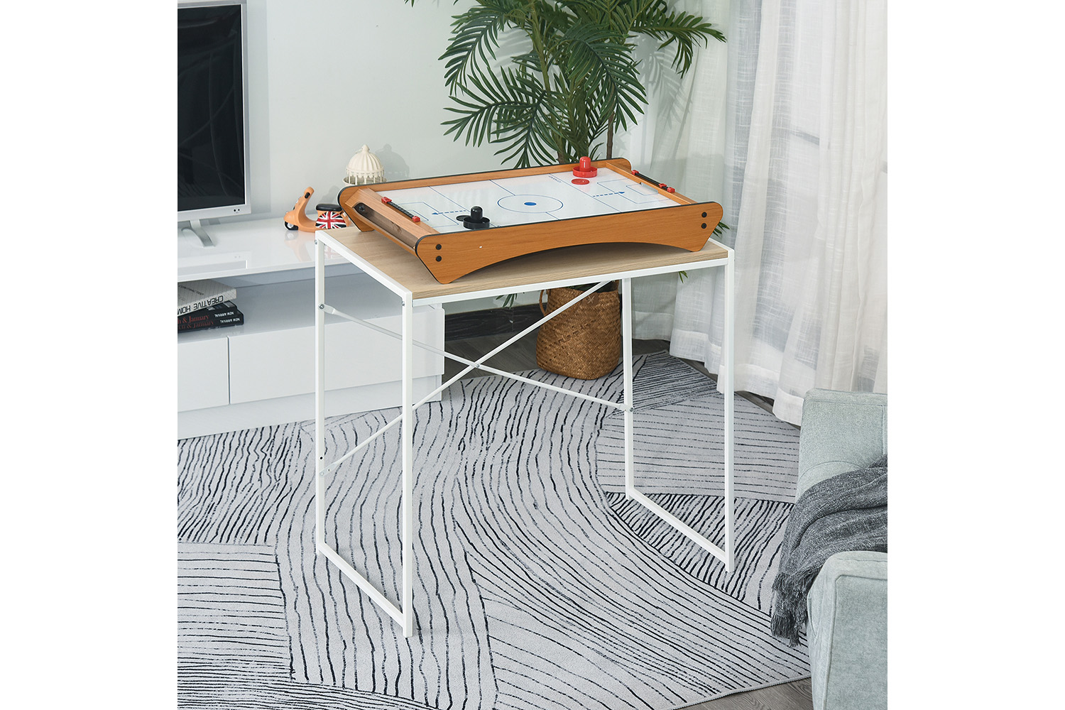 Homcom ABS Plastic Mini Air Hockey Table | Brown